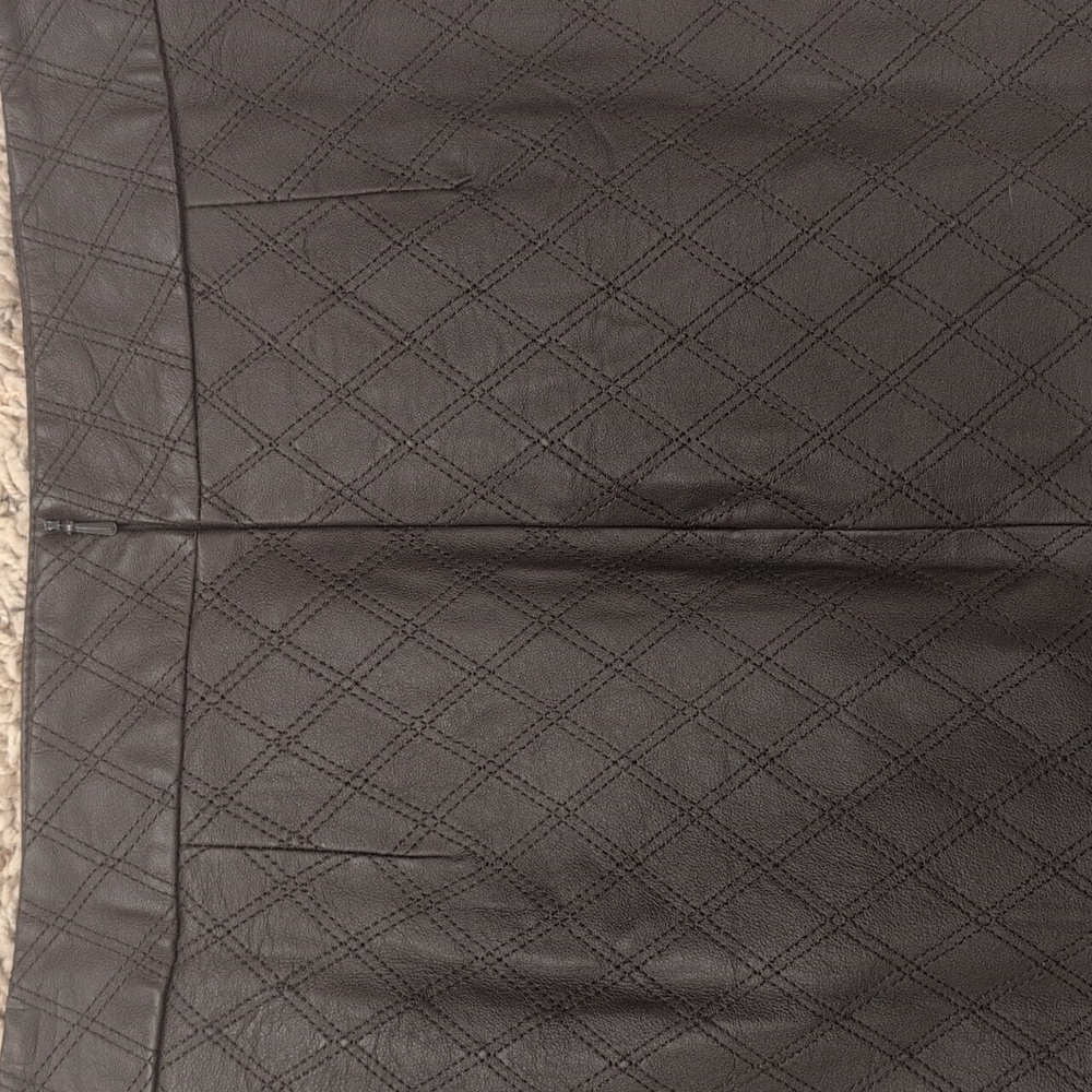 Vintage CHADWICK Leather Skirt|Chocolate Brown Genuine Leather MIDI Skirt Size12 - Picture 6 of 9